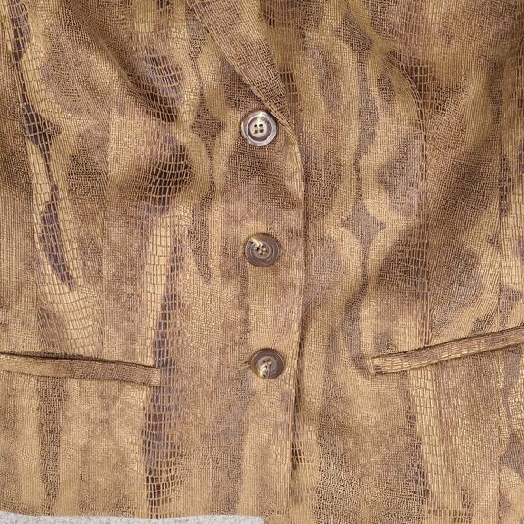 Chico's Jacket Womens Size 2 Large Brown Faux Snakeskin Button Up - Picture 4 of 15